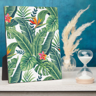 Tropical Banana Monstera Palm Leaves & Flowers Plaque