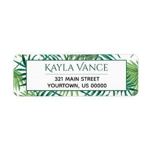 Tropical Banana Palm Leaf Botanical Leaves Return Address Label