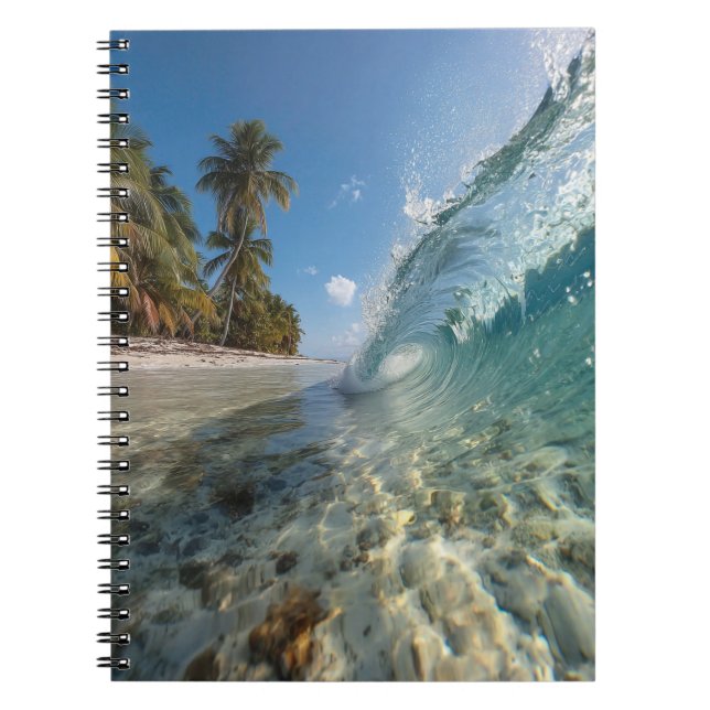 Tropical Barrel Wave Clear Beach Photo Notebook (Front)