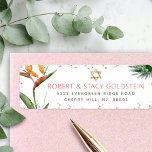 Tropical Bat Mitzvah Gold Palm Watercolor Address Return Address Label<br><div class="desc">Be proud, rejoice and celebrate this milestone of your favourite Bat Mitzvah with this sophisticated, personalised return address label! Stylish, stunning, colourful, tropical watercolor birds of paradise flowers, faux gold Star of David and glitter dots and dark rose pink and grey modern sans serif type overlay a white background. Personalise...</div>