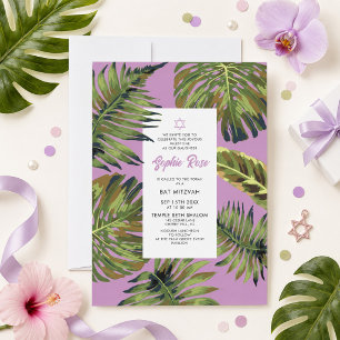 Tropical Bat Mitzvah Invitation Palm Leaf