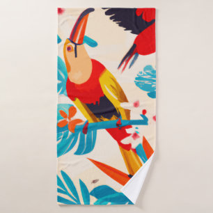 Tropical bath towel set