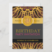Tropical Batik Celebration Birthday Invitations