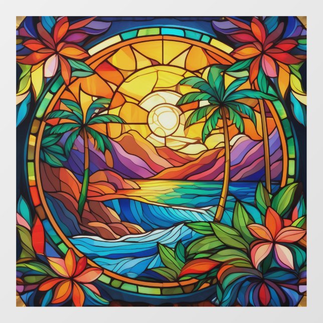 tropical bay stained glass art (Sheet)