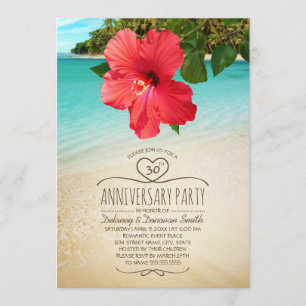 Tropical Beach 30th Wedding Anniversary Party Invitation
