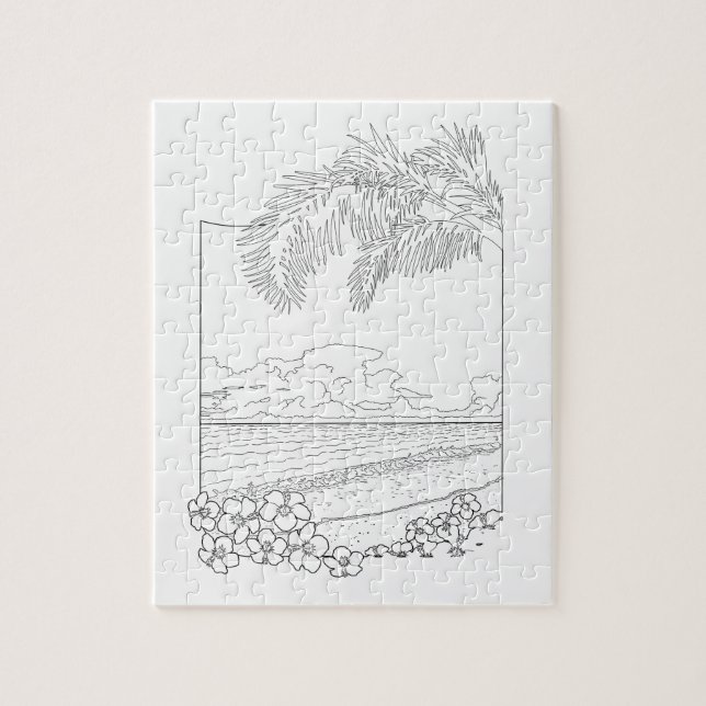 Tropical Beach Adult Colouring Puzzle (Vertical)