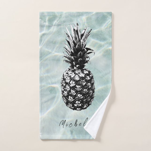 Tropical Beach and Sandy Pineapple | Custom Hand Towel (Hand Towel)
