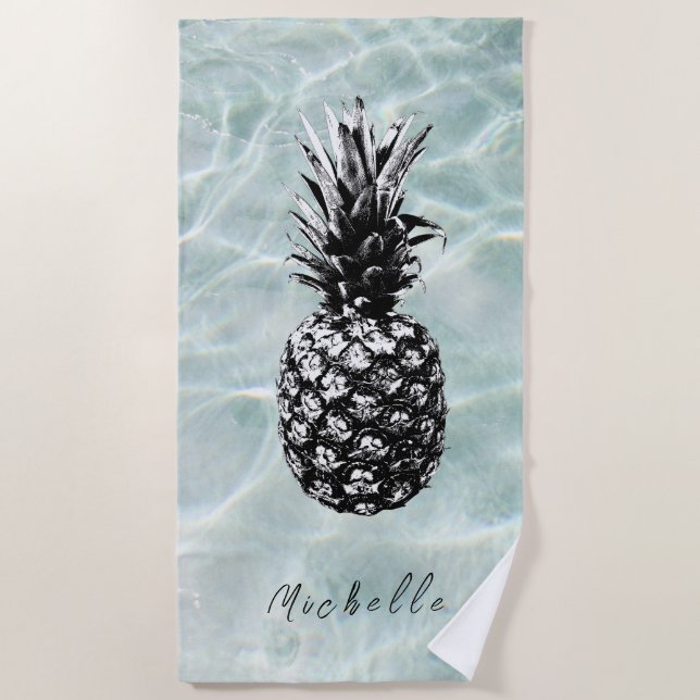Tropical Beach and Sandy Pineapple | Custom Towel (Front)