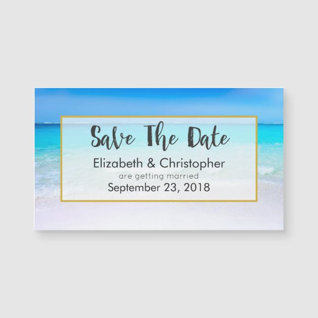 Tropical Beach and Turquoise Sea Save The Date (Front)