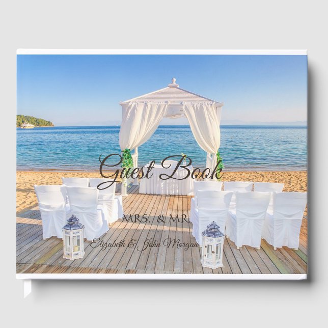 Tropical Beach Arbor  Wedding Guest Book (Front)