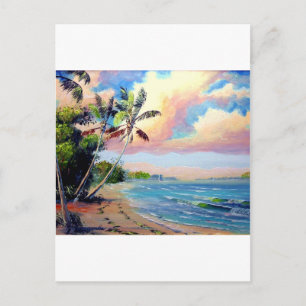 Tropical Beach Art Postcard