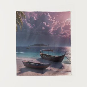 Tropical Beach at Sunset Tapestry