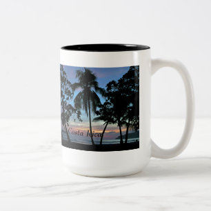 Tropical Beach at Sunset Two-Tone Coffee Mug
