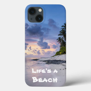 Tropical Beach at Sunset   White Sands   Palm Tree iPhone 13 Case