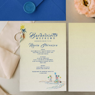 Tropical Beach Bachelorette Itinerary Invitation