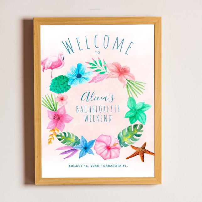 Tropical beach bachelorette welcome sign (Creator Uploaded)