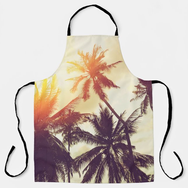 Tropical beach background with palm trees silhouet apron (Front)