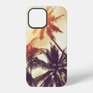 Tropical beach background with palm trees silhouet iPhone 12 case