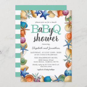 Tropical Beach BBQ Baby Shower Invitation