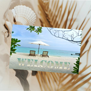 Tropical Beach, Beach Chair Welcome Doormat