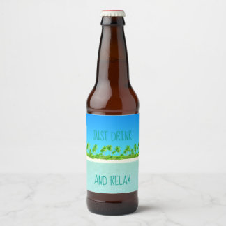 Tropical Beach Beer Bottle Label