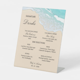 Tropical Beach Beverage Selection Cocktail Display Pedestal Sign