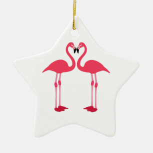 Tropical Beach Birds Destiny Flamingos Ceramic Ornament