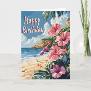 Tropical Beach Birthday Card