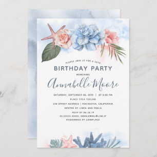 Tropical Beach Birthday Party Invitation