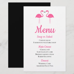 Tropical Beach Black Pink Flamingo Wedding Menu