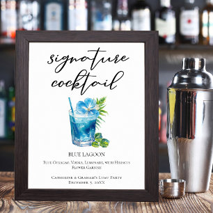 Tropical Beach Blue Lagoon Signature Cocktail Poster