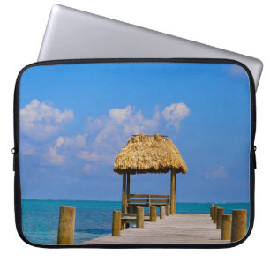 Tropical Beach Blue Ocean Caribbean Island Photo Laptop Sleeve