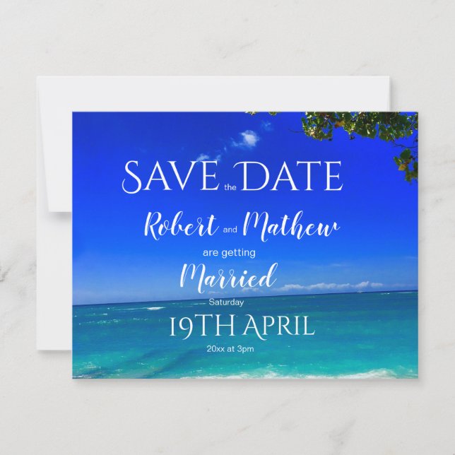 Tropical  Beach Blue  Save the Date (Front)