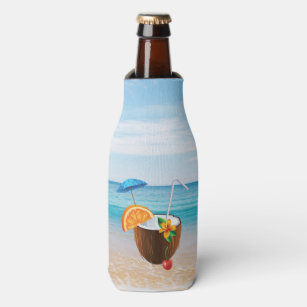 Tropical Beach,Blue Sky,Ocean Sand,Coconut Coctail Bottle Cooler