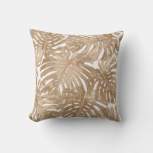 Tropical Beach Boho Brown White Palm Leaves
