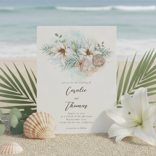Tropical Beach Boho Floral Wedding Invitation (Creator Uploaded)