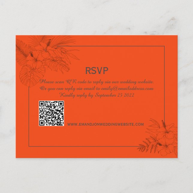Tropical Beach Boho Summer Wedding RSVP Postcard (Front)