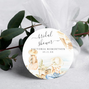 Tropical Beach Bridal Shower Classic Round Sticker
