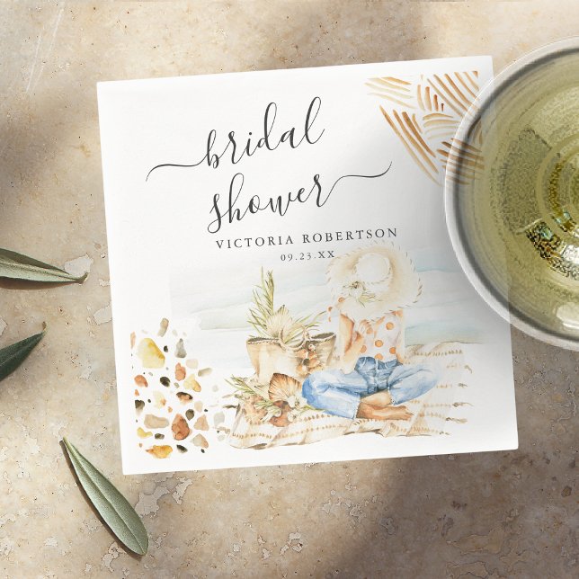 Tropical Beach Bridal Shower Napkin (Creator Uploaded)