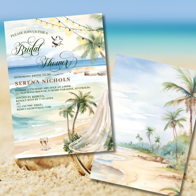 Tropical Beach Bridal Wedding Shower Hen Party  Invitation (Creator Uploaded)