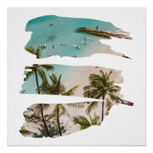 Tropical Beach Brush Strokes Poster
