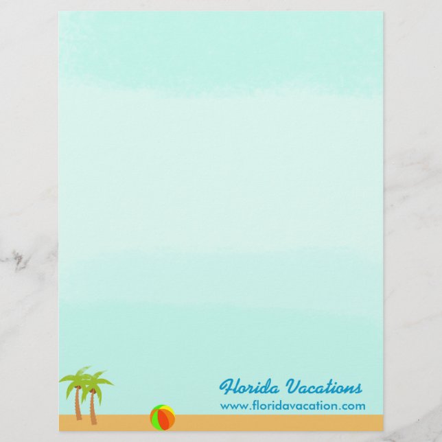 Tropical Beach Caribbean Vacation template Letterhead Template (Front)