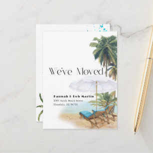 Tropical Beach Chairs Moving Announcement Postcard