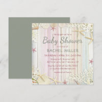 Tropical Beach Chic Modern Seashell Baby Shower
