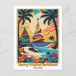 Tropical beach christmas Bali greeting  Postcard