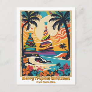 Tropical beach christmas Costa Rica greeting Postcard