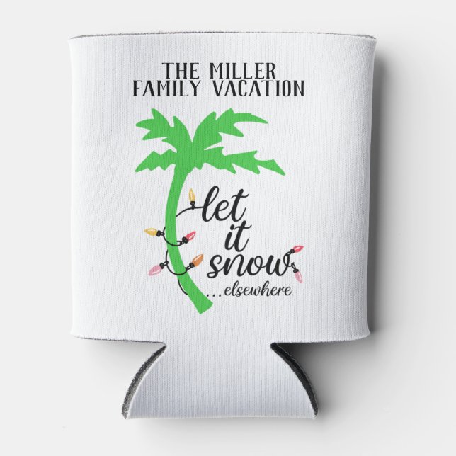 Tropical Beach Christmas Family Vacation  Can Cooler (Front)
