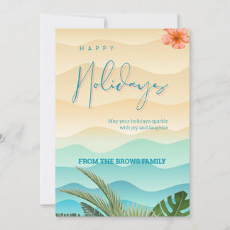 Tropical Beach Christmas Holiday Card 