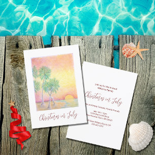 Tropical Beach Christmas in July Party Invitation