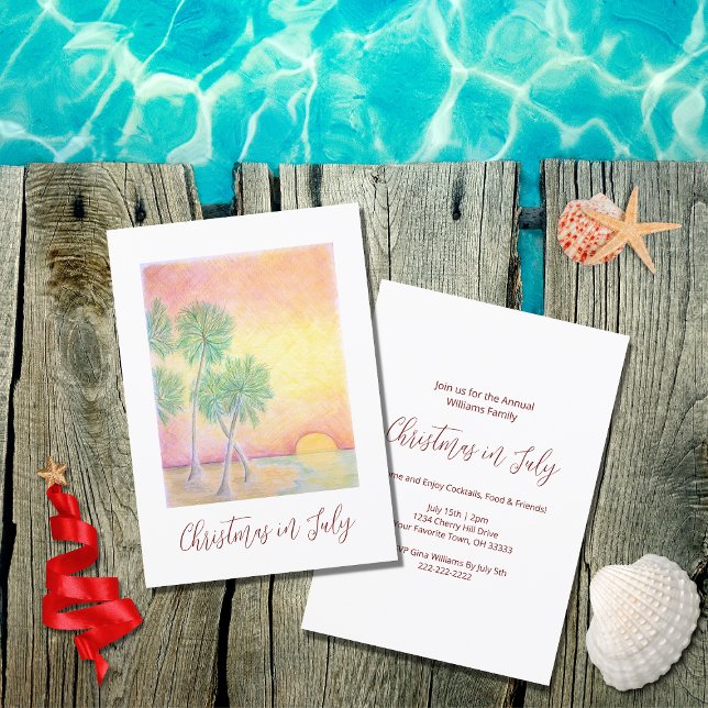 Tropical Beach Christmas in July Party Invitation (Creator Uploaded)